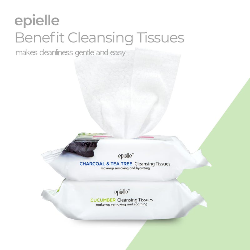 Epielle Makeup Remover Wipes, Remove Waterproof Mascara, Gentle Daily Facial Cleanser Towelettes with Collagen, Tea Tree & Aloe Vera, Stocking Stuffers, 30 Count (Pack of 6) - Image 2